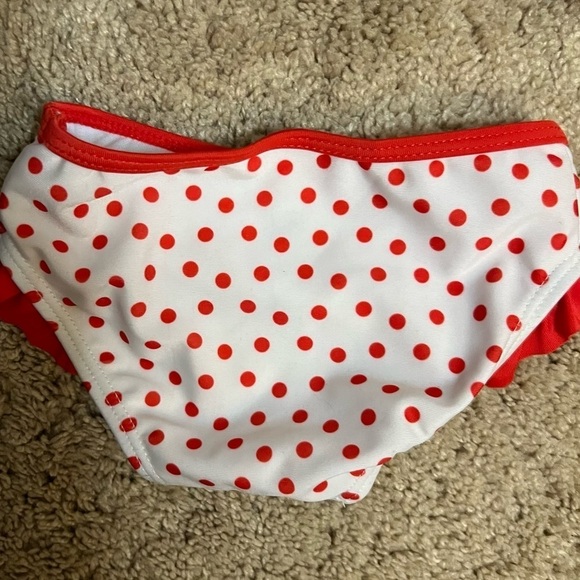 Disney Baby Red and White Polka Dot Minnie Mouse Rash Guard Swimsuit 6-9 Months - Picture 5 of 6